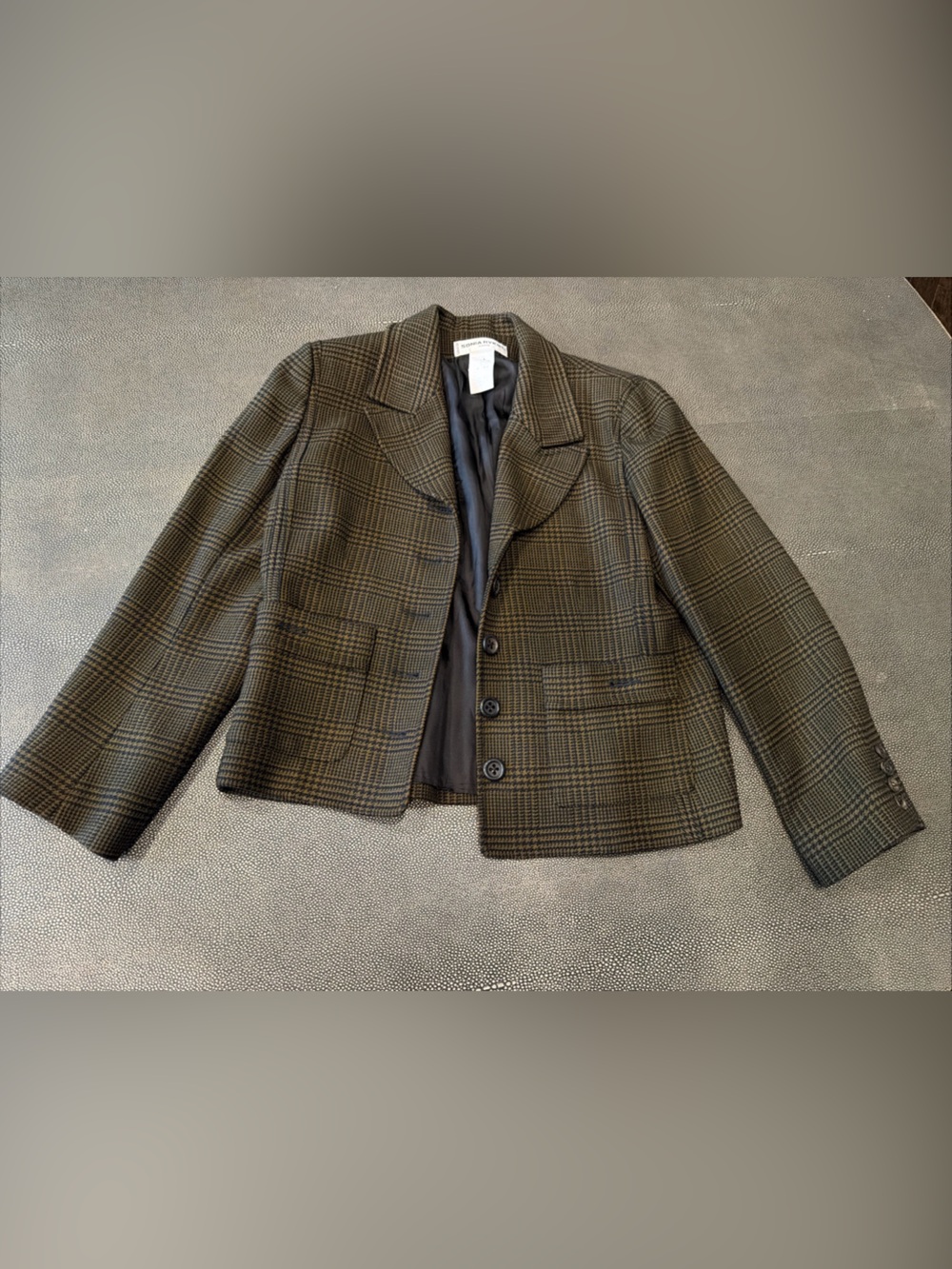 Vintage 1990s Sonia Rykiel Paris Brown & Black Plaid Sport Coat US 6